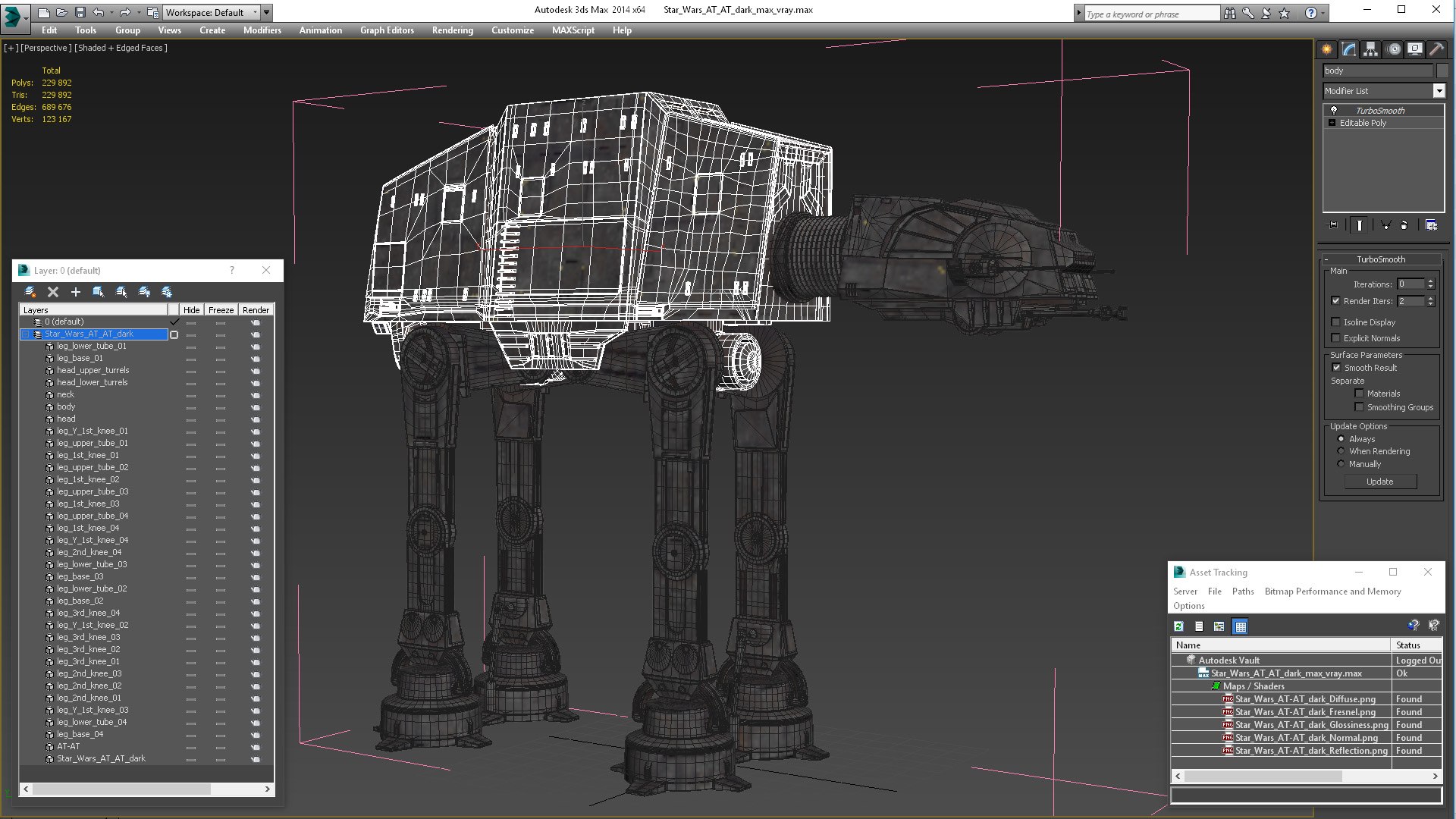 Star Wars AT AT Dark 3D model https://p.turbosquid.com/ts-thumb/2M/DGIkF9/sm/starwarsatatdarkvray3dmodel024/jpg/1692410951/1920x1080/fit_q87/deabddef06997d5e690e024dfb131741a65433c4/starwarsatatdarkvray3dmodel024.jpg