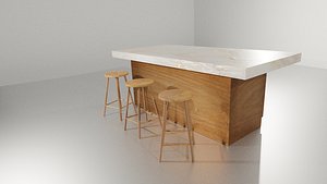 3D model kitchen table chair bar