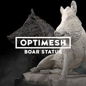 3D low-poly boar statue
