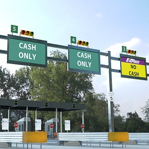 Motorway Toll Plaza with Car 3D
