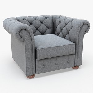 Knightsbridge Linen Tufted Scroll Arm Chesterfield Chair