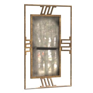 3D Jean Royere Mirror with Creneaux pattern