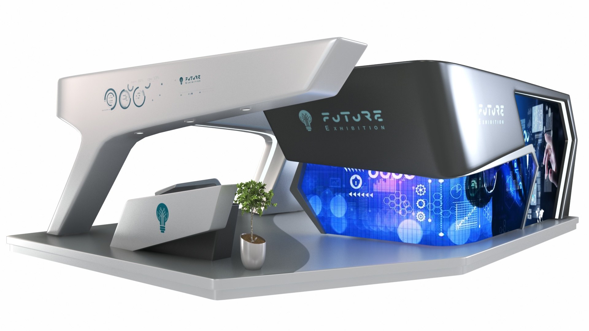 Mega Futuristic Exhibition Collection 20 in 1 3D model https://p.turbosquid.com/ts-thumb/2M/QWAgEI/gr/futuristicexhibitionstand23/jpg/1653879952/1920x1080/fit_q87/9775dc10da4f95e5f68742a6e28c0b9a63c8c28f/futuristicexhibitionstand23.jpg