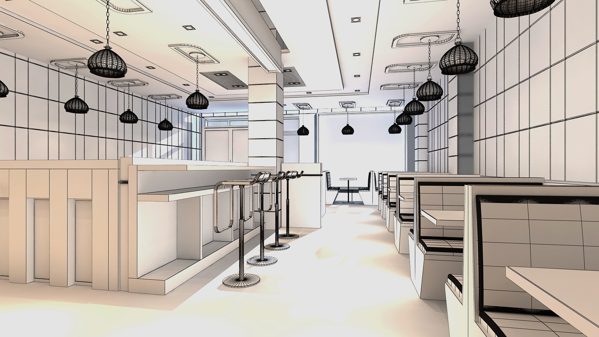 3D Fast Food Restaurant Interior Model - TurboSquid 1652811