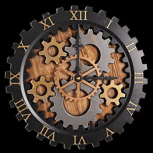 3D model Clock with gears