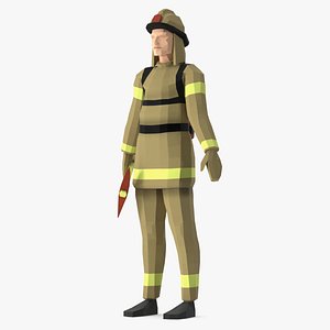 3D Firefighter Low Poly Rigged for Cinema 4D