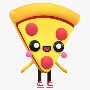 3D cute cartoon pizza model