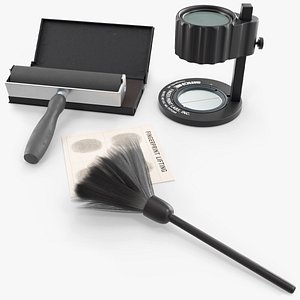 Forensic Fingerprint Analysis Set with Brush Black