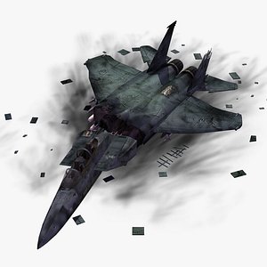 crashed f15e strike eagle 3d model