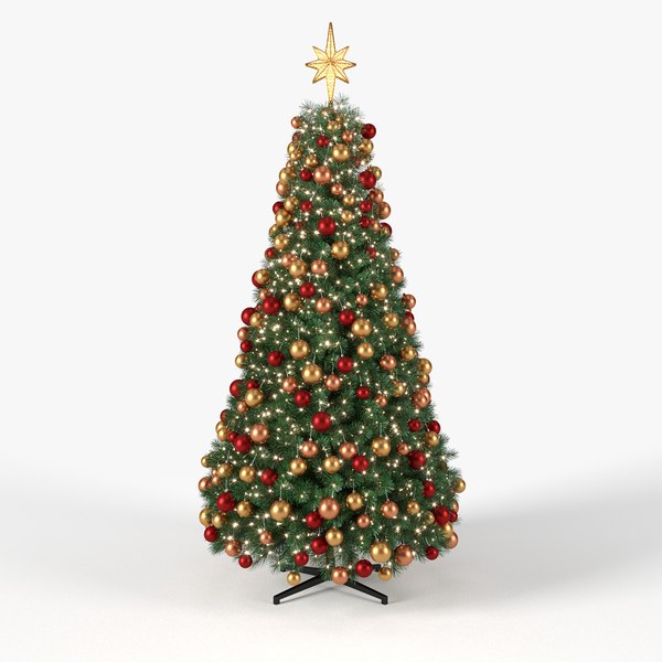 Christmas Tree 9 feet with Balls and Lights 3D model TurboSquid 1817478