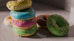 3D Colorful Donut Stack 3D Model model