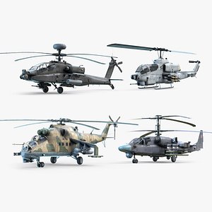 Attack Helicopters Set 3D model