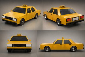 3D model Low Poly Taxi 3D Model Game Ready  FBX GLB OBJ BLEND