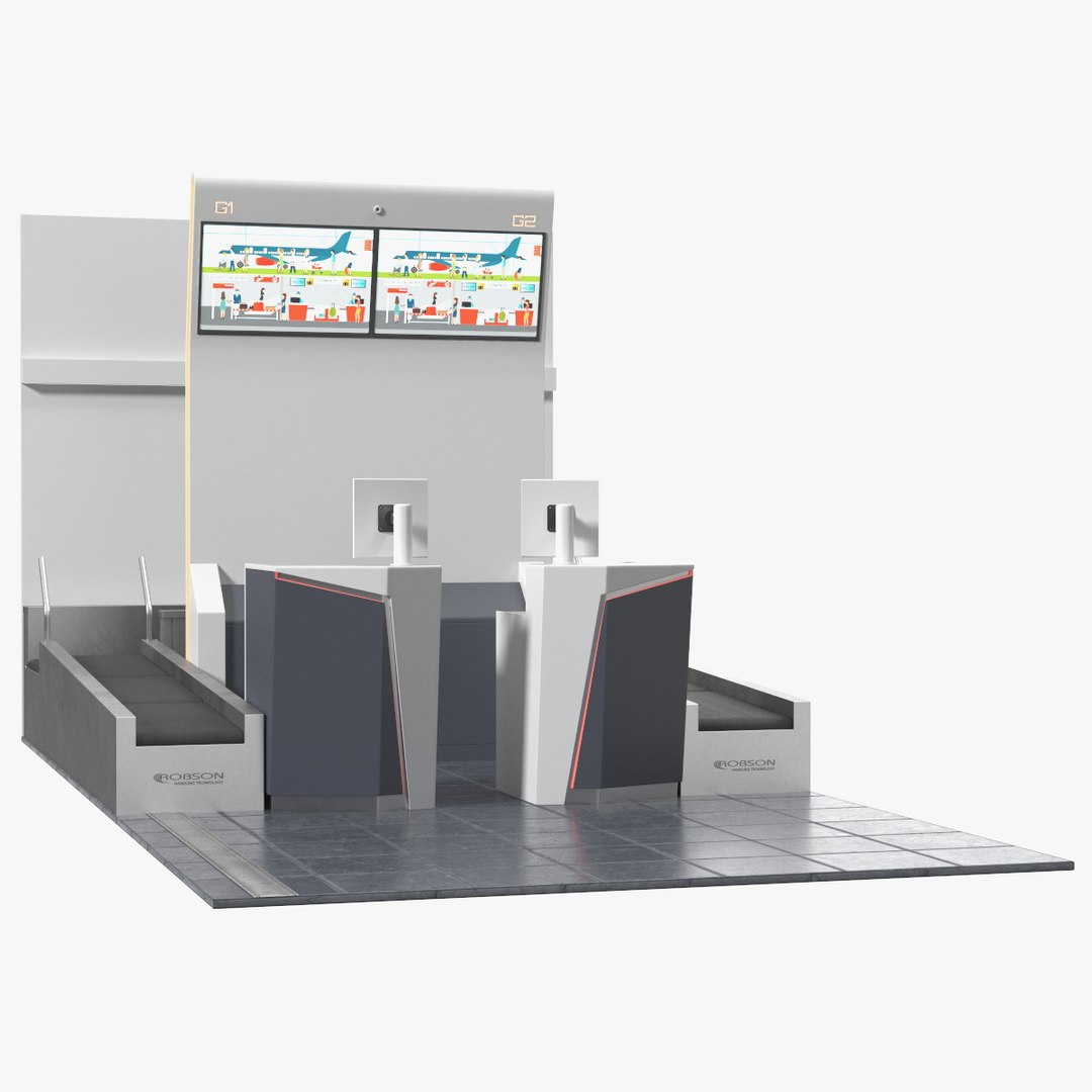 Airport Counter Check-In Rigged 3D model preview