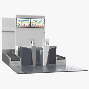 Airport Counter Check-In Rigged model