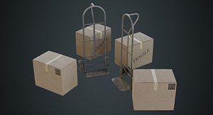 hand truck boxes 4b 3D model