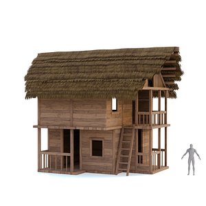 Rustic Wooden Hut House 3D model