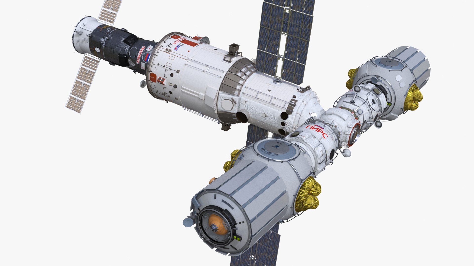 ROS Airlock Module Docked to ISS Station Zvezda 3D model preview