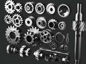 Mechanical Gears Transmission Set 3D model