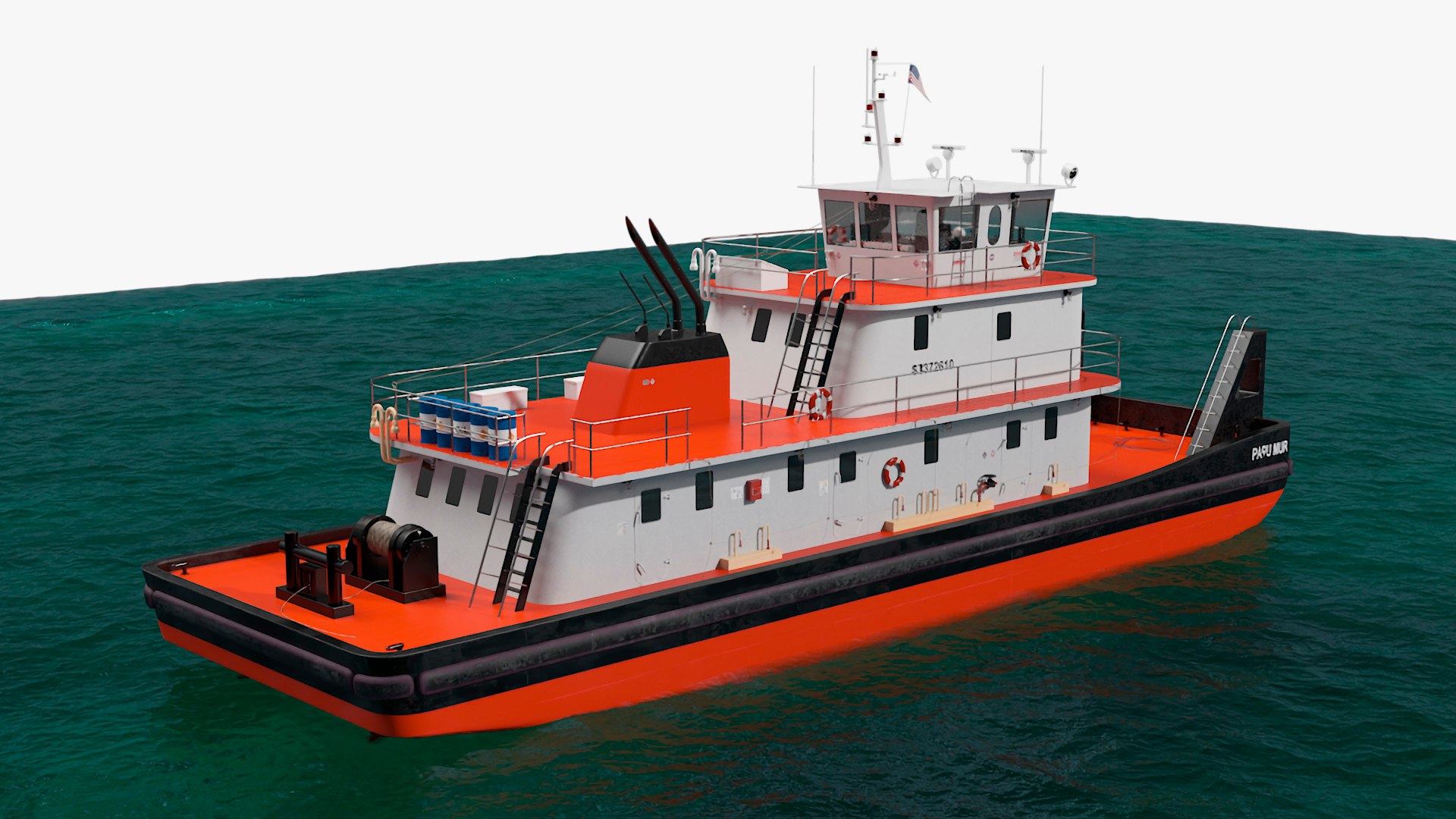 3D Model Push Boat Ship On Water - TurboSquid 2367756