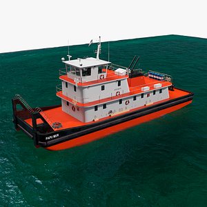 3D model Push Boat Ship on Water