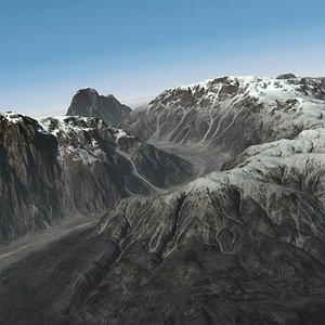 3d mountain range ravine terrain landscape