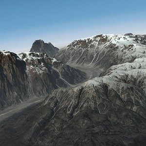 Terrain Snow Mountain Ravine Landscape 26