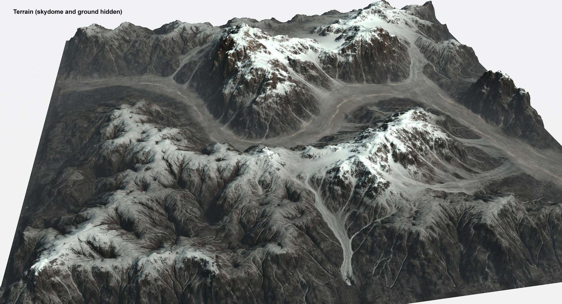 3d Mountain Range Ravine Terrain Landscape