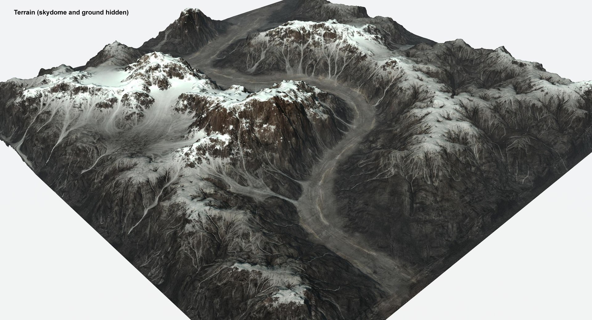 3d Mountain Range Ravine Terrain Landscape