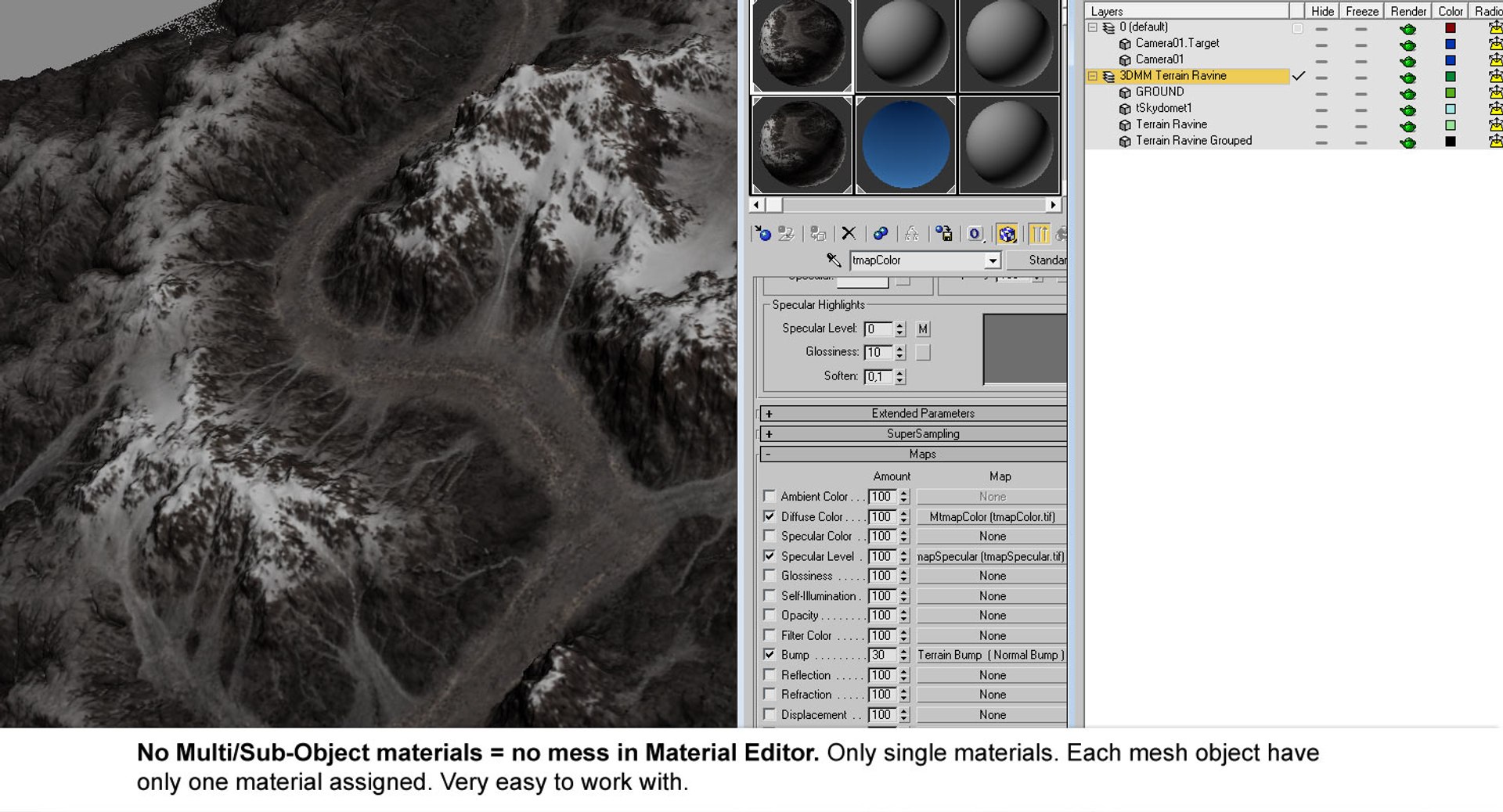 3d Mountain Range Ravine Terrain Landscape