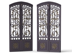 3D model Ornate Leaf Wrought Iron Gates