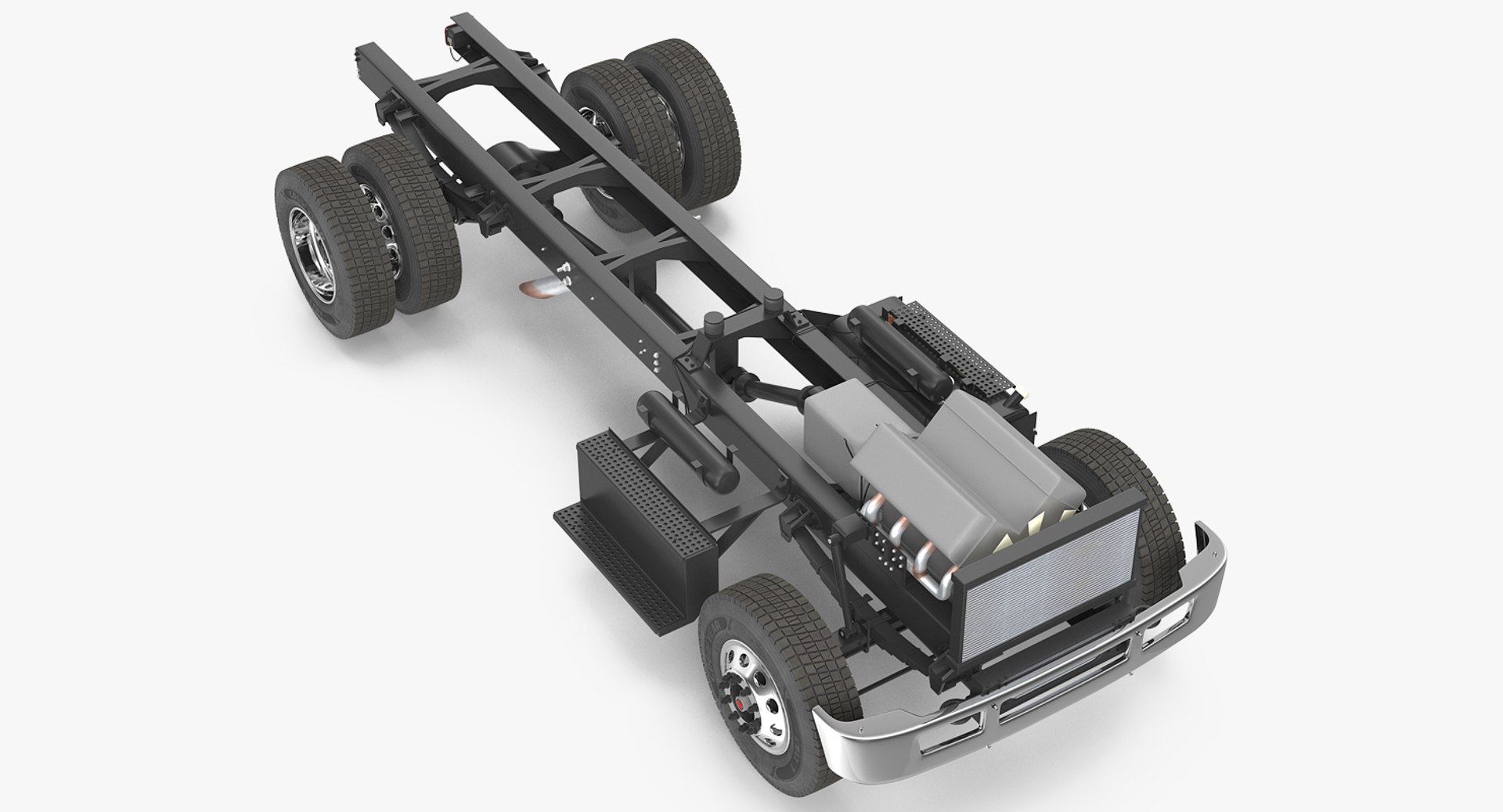 Truck Chassis with Simple Engine 3D Model 3D model preview