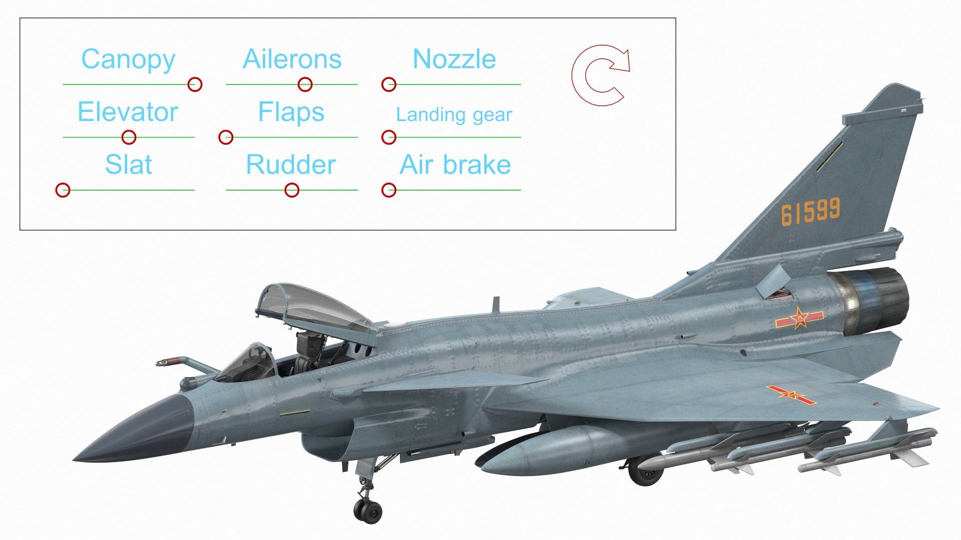 Chengdu J10 B Chinese Air Force Armed Rigged 3D model preview