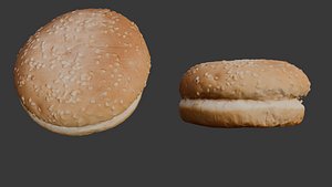 3D model Sesame Seed Burger Bun 3D Model