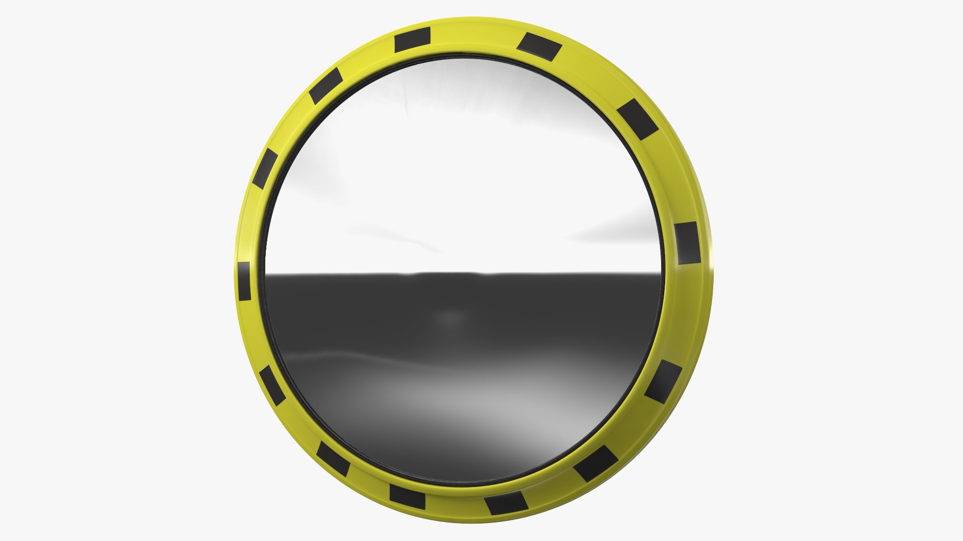 Industrial Round Mirror Yellow Frame 3D model preview