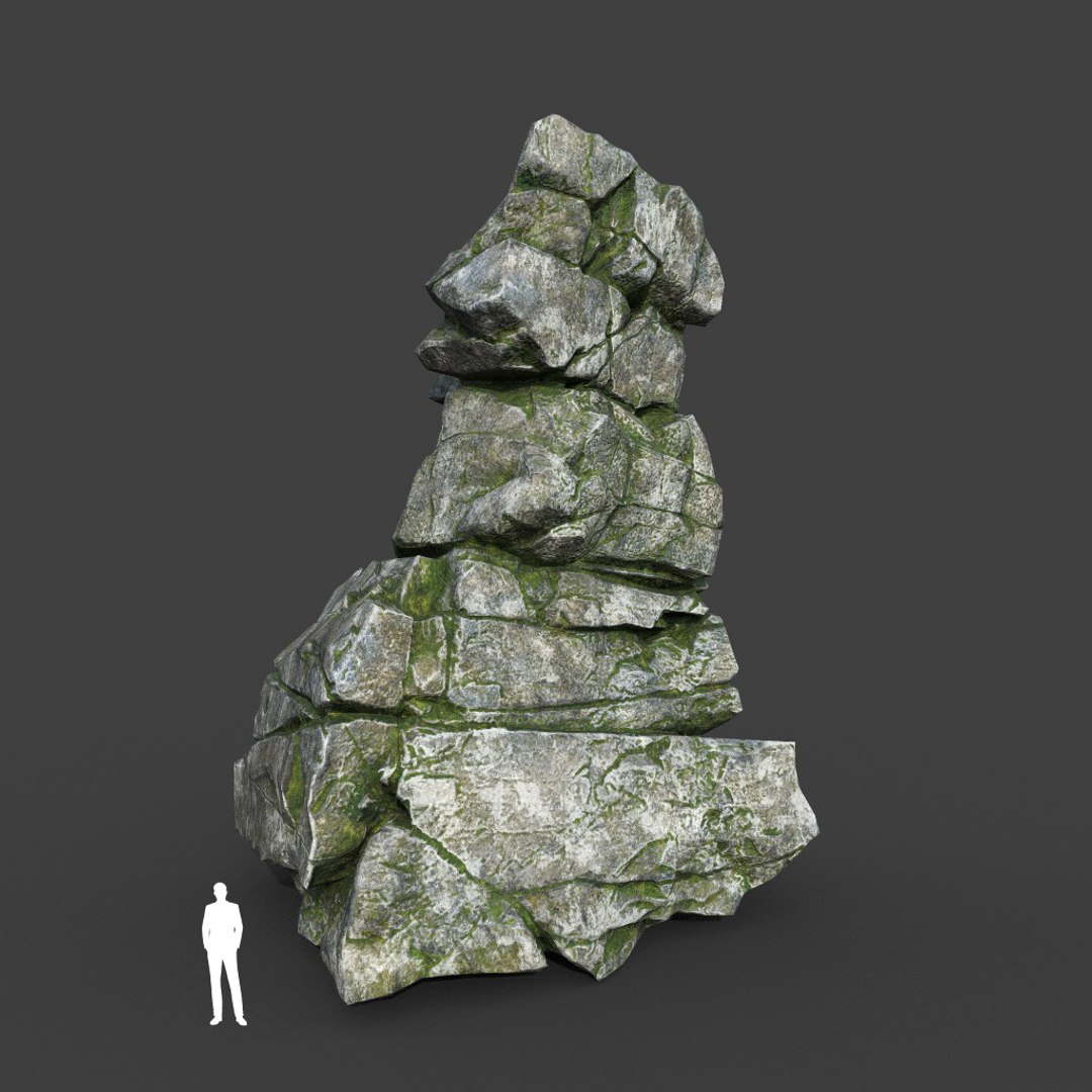 3D Low Poly PBR Mossy Cracked Modular Rock 2 - TurboSquid 2164230