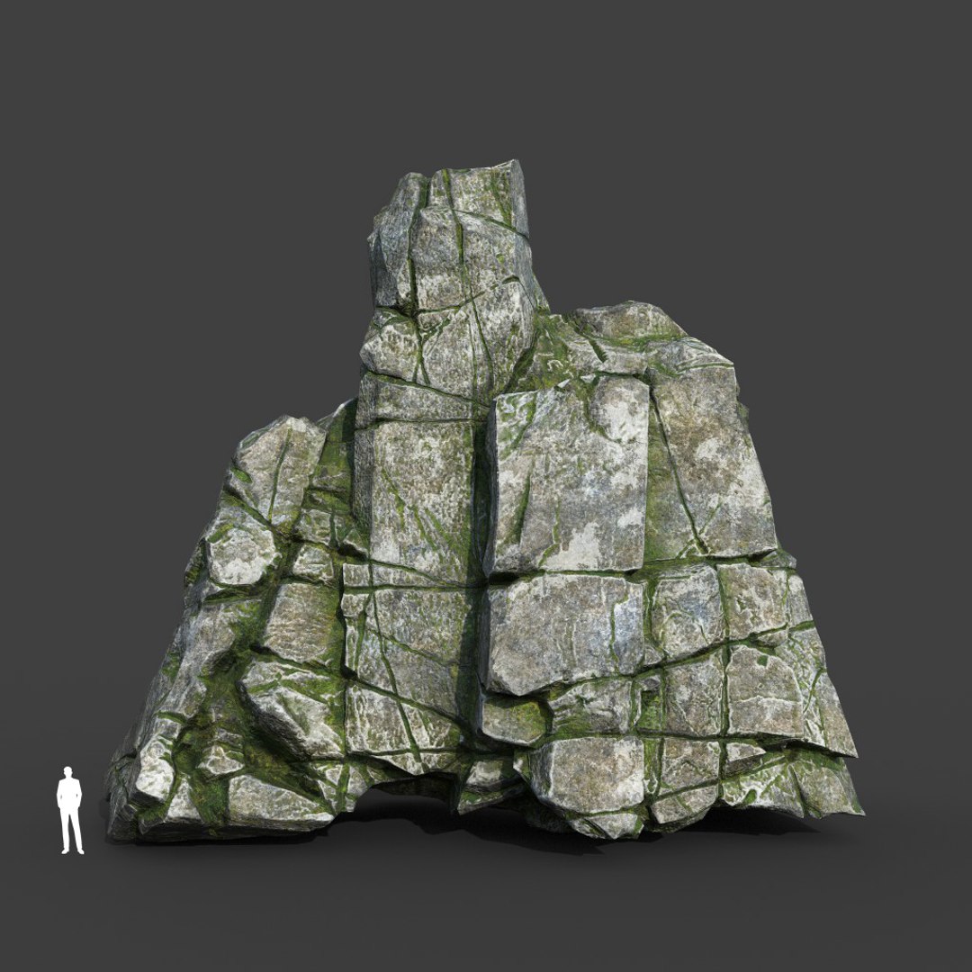 3D Low Poly PBR Mossy Cracked Modular Rock 2 - TurboSquid 2164230