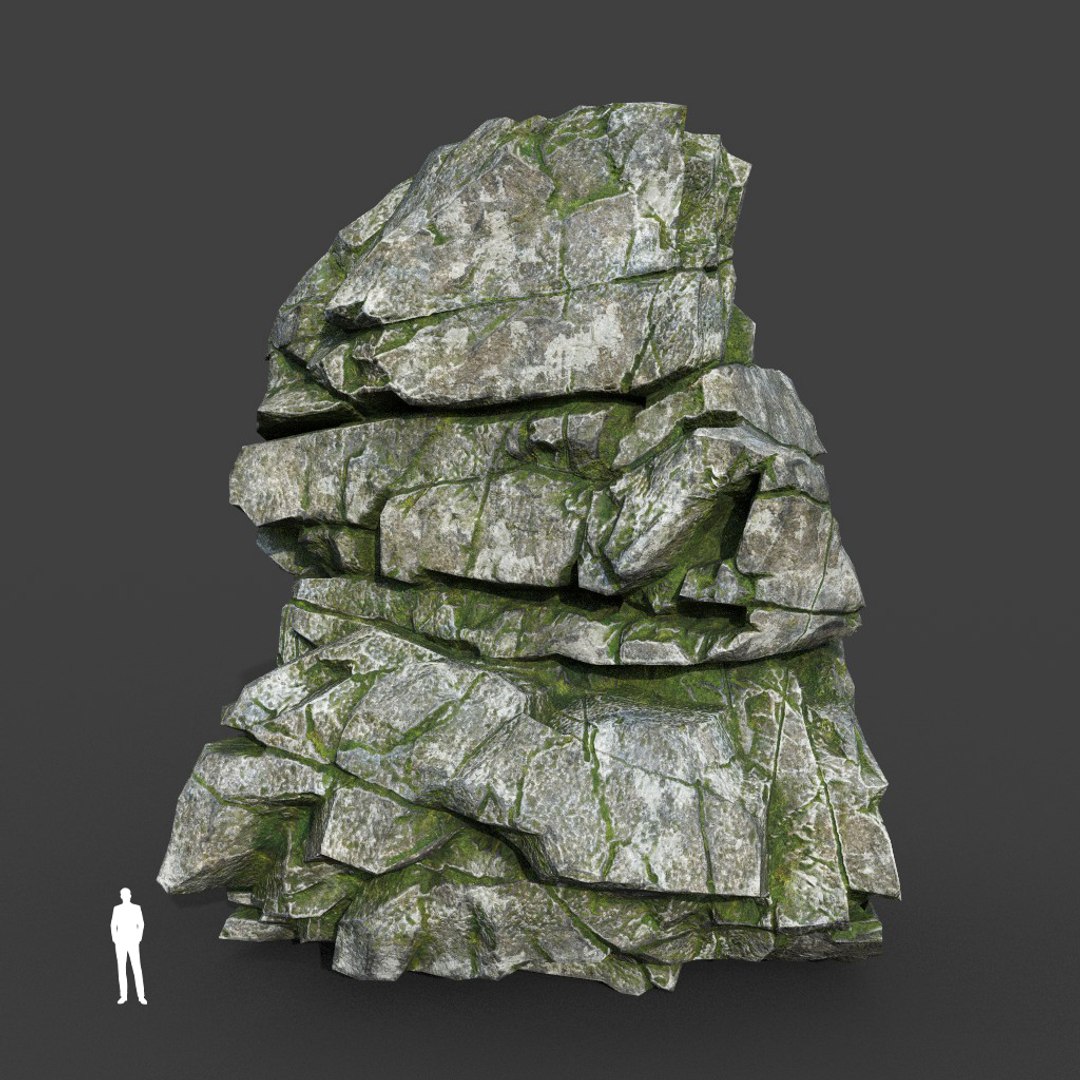 3D Low Poly PBR Mossy Cracked Modular Rock 2 - TurboSquid 2164230