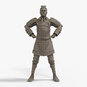 Terracotta warrior Rigged Low-poly 3D model