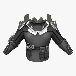 Sci-fi Cyborg Ranger Warrior Top With Guns Ammunition 3D