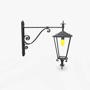 3D Old Vintage Wall Street Lamp Low-poly PBR model