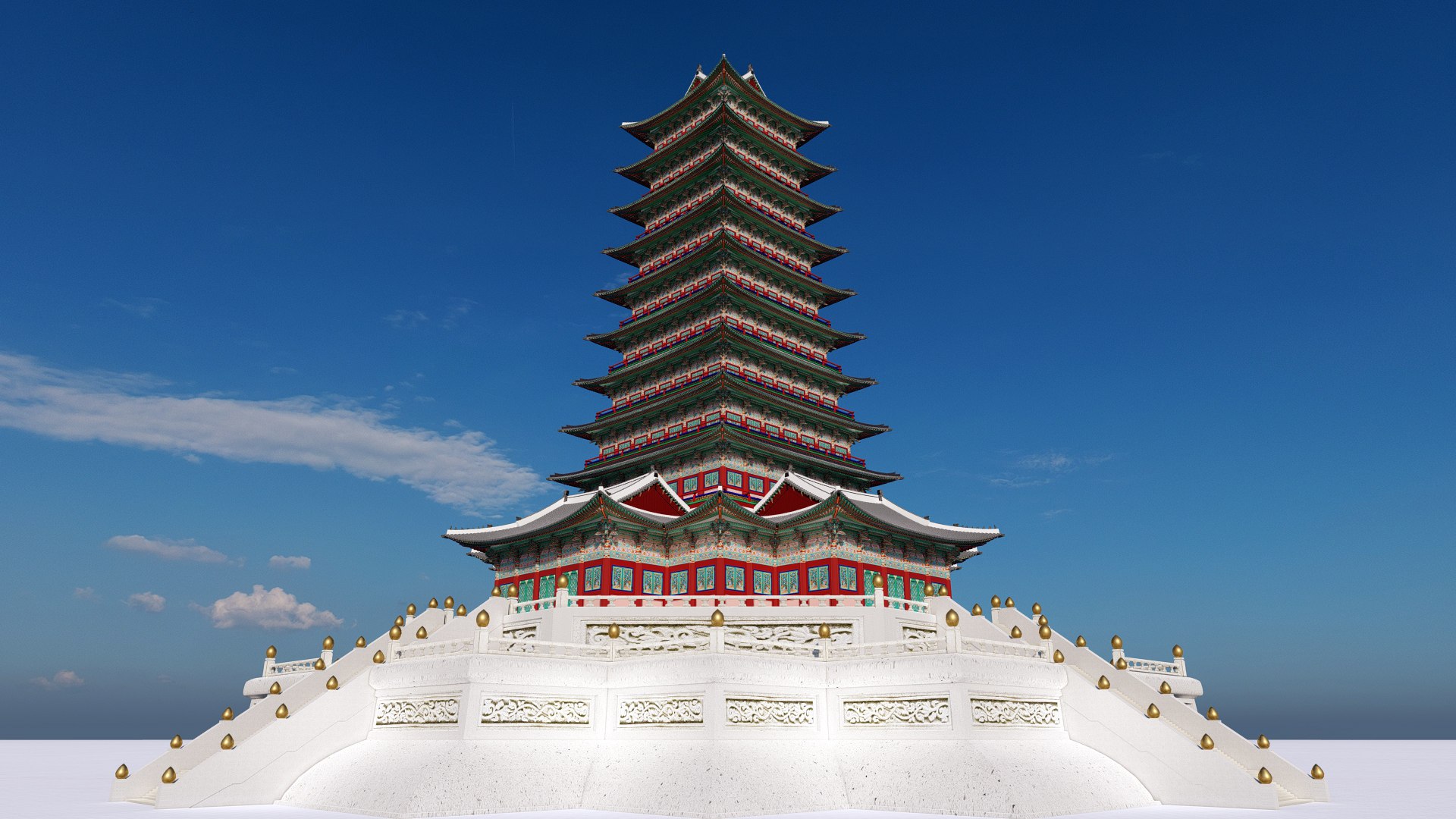 Korean great 9-story pagoda 3D model https://p.turbosquid.com/ts-thumb/2P/4xVKlh/Uk/2_3photo/jpg/1701584970/1920x1080/fit_q87/0c47f754961a74275d35416f77219c5e19cd2301/2_3photo.jpg