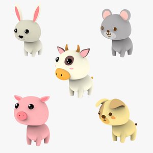 Set 5 Animal Farm Cartoon 3D