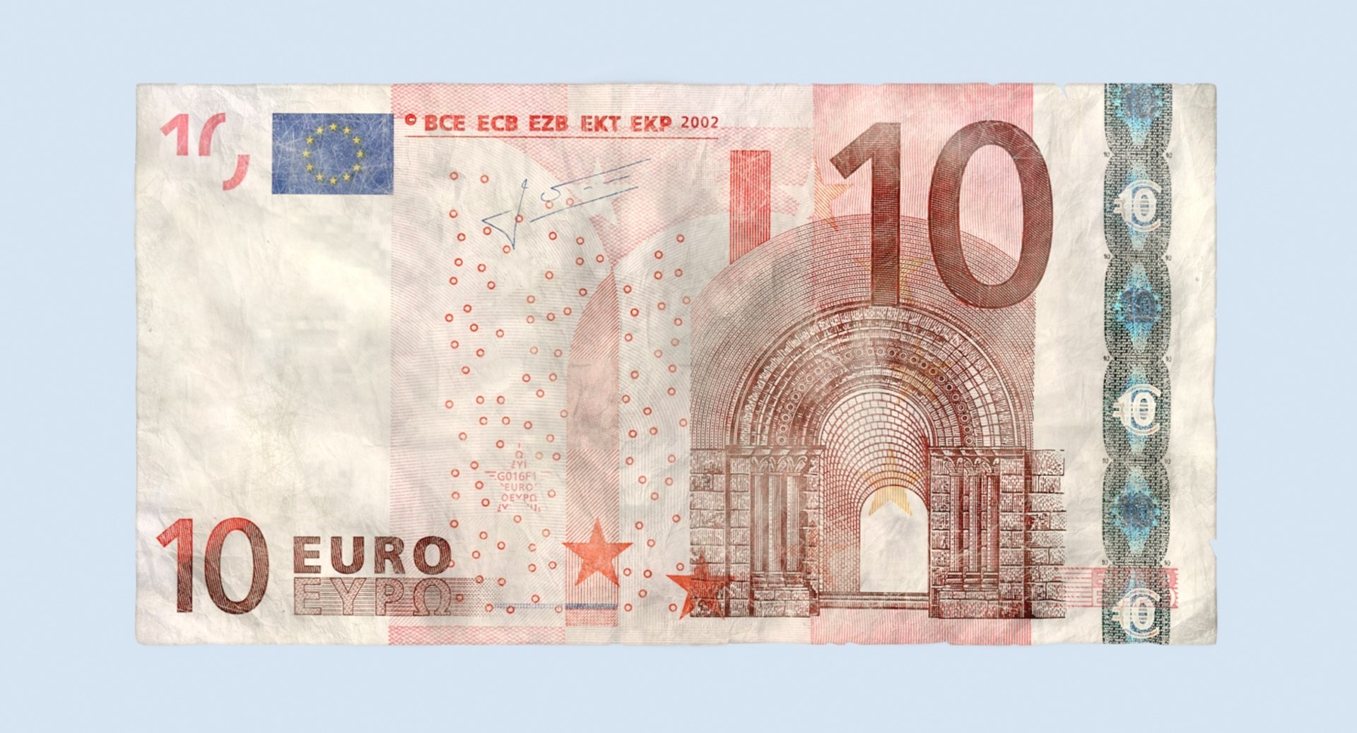 3d Model 10 Euro Bill Distressed