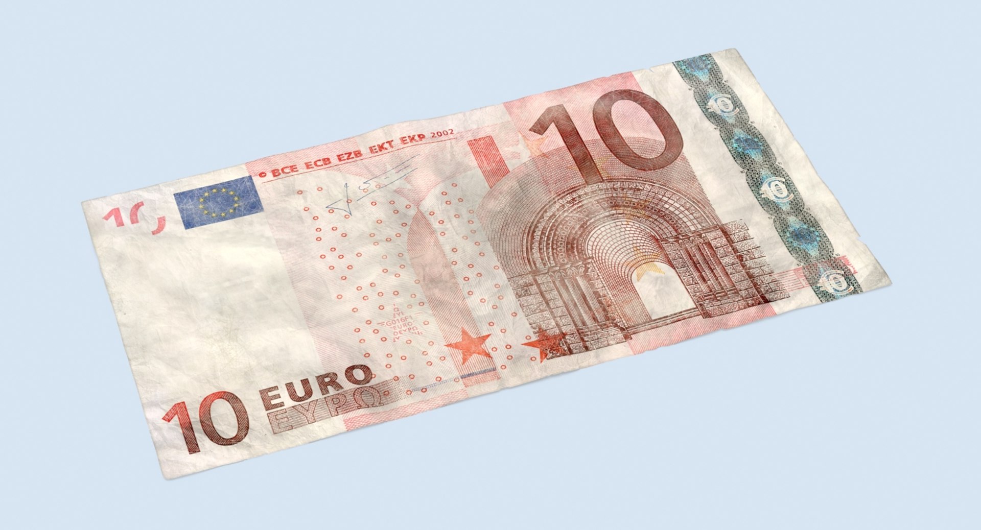 3d Model 10 Euro Bill Distressed