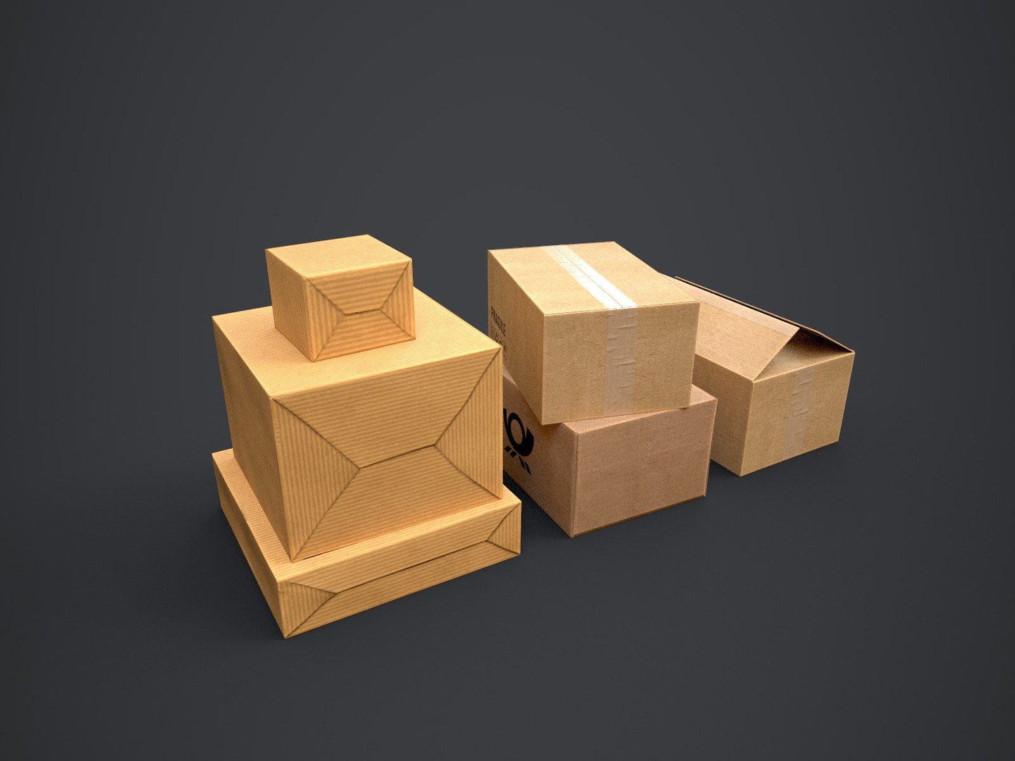 3D Model Cardboard Boxes Pack - TurboSquid 1591650
