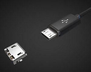 micro usb 2.0 male and female connector 3d
