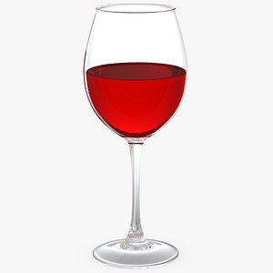 filled red wine glass 3D