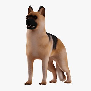 Dog German Shepherd Low Poly Model Game AR VR model