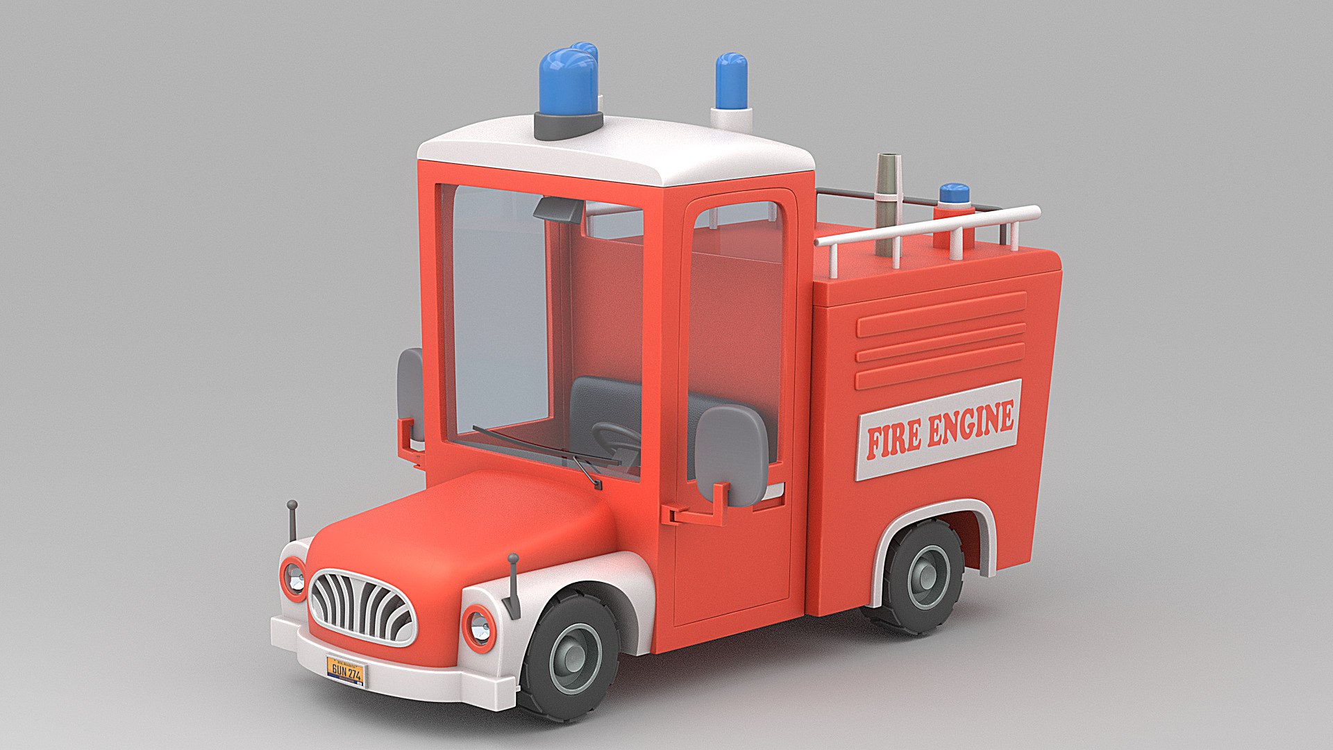 3D Cartoon Fire Engine Model - TurboSquid 2027367